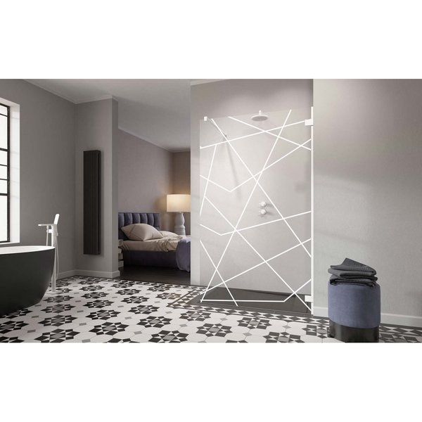 Distinct Kitchen And Bath Fixed Shower Glass with White Laser Pattern Laser_White_34_72